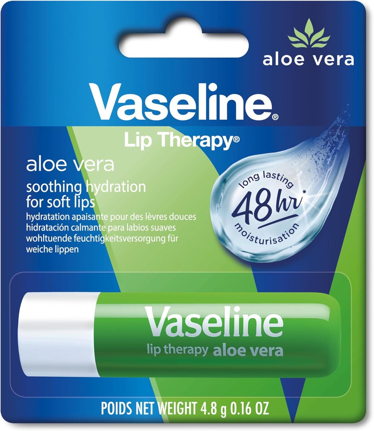 imageVaseline Lip Therapy Aloe Vera Baume lvres teint Rouge lvres laloe vera et la vitamine E Aloe Vera 2 x 48gAloe Vera 2 x 4 8g
