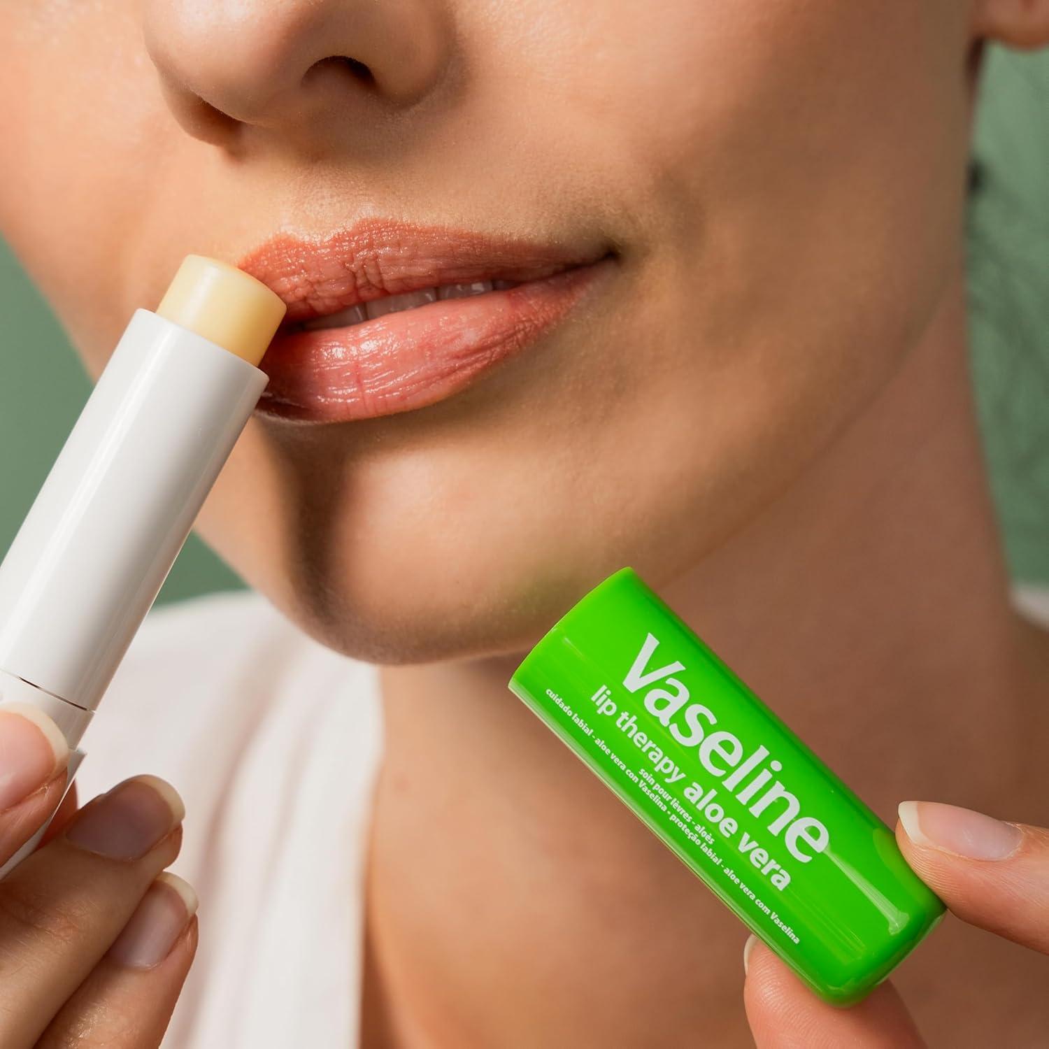 imageVaseline Lip Therapy Aloe Vera Baume lvres teint Rouge lvres laloe vera et la vitamine E Aloe Vera 2 x 48gAloe Vera 2 x 4 8g