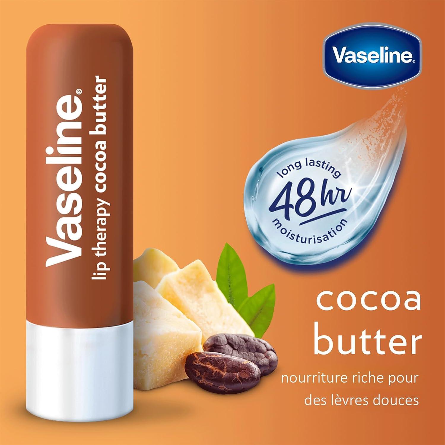 imageVaseline Lip Therapy Cocoa Butter Baume lvres teint au beurre de cacao et karit Cocoa 2 x 48gCocoa 3 x 48g