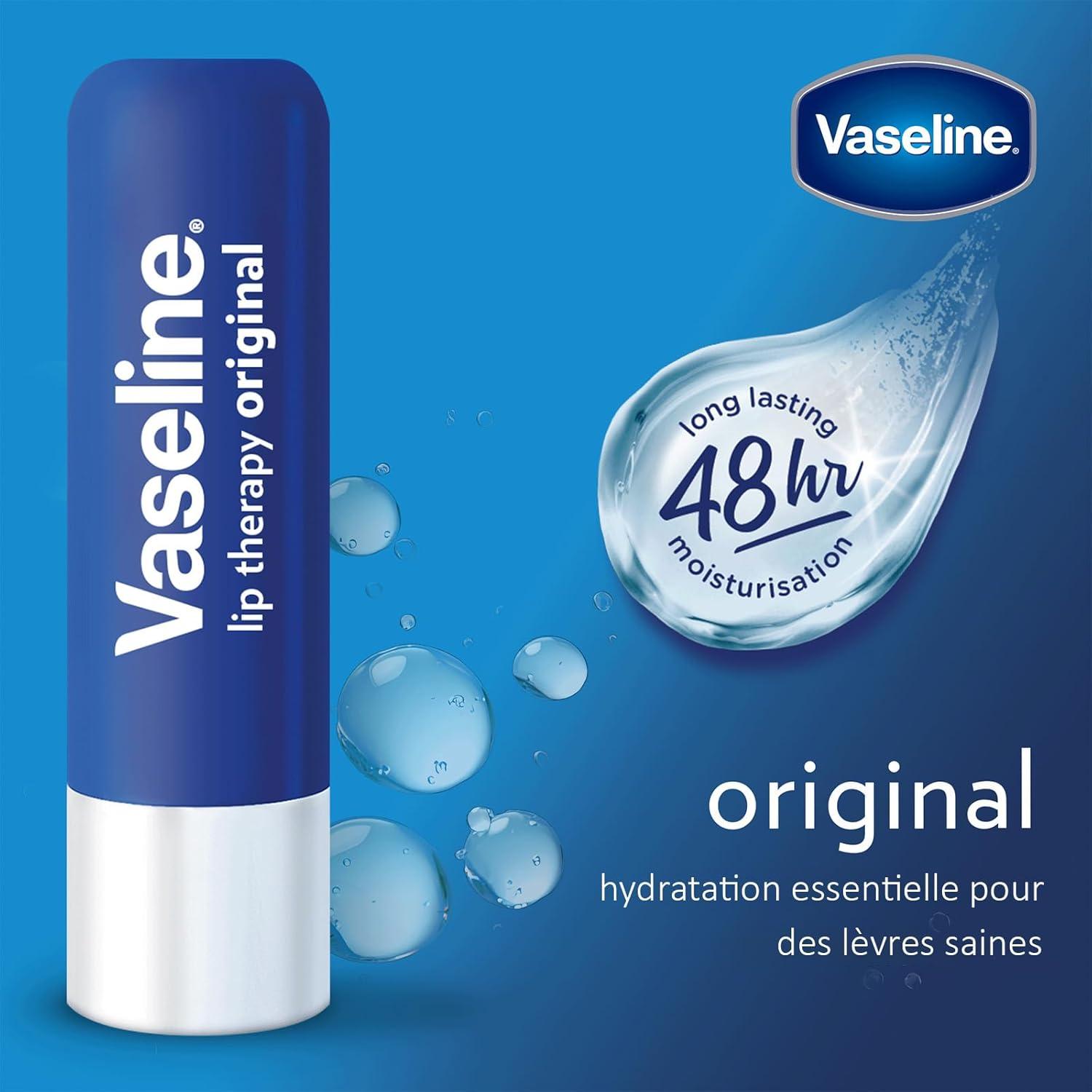imageVaseline Lip Therapy Original Baume Lvres Rouge lvres la vitamine E Pack double Original 2 PiceProduit dorigine