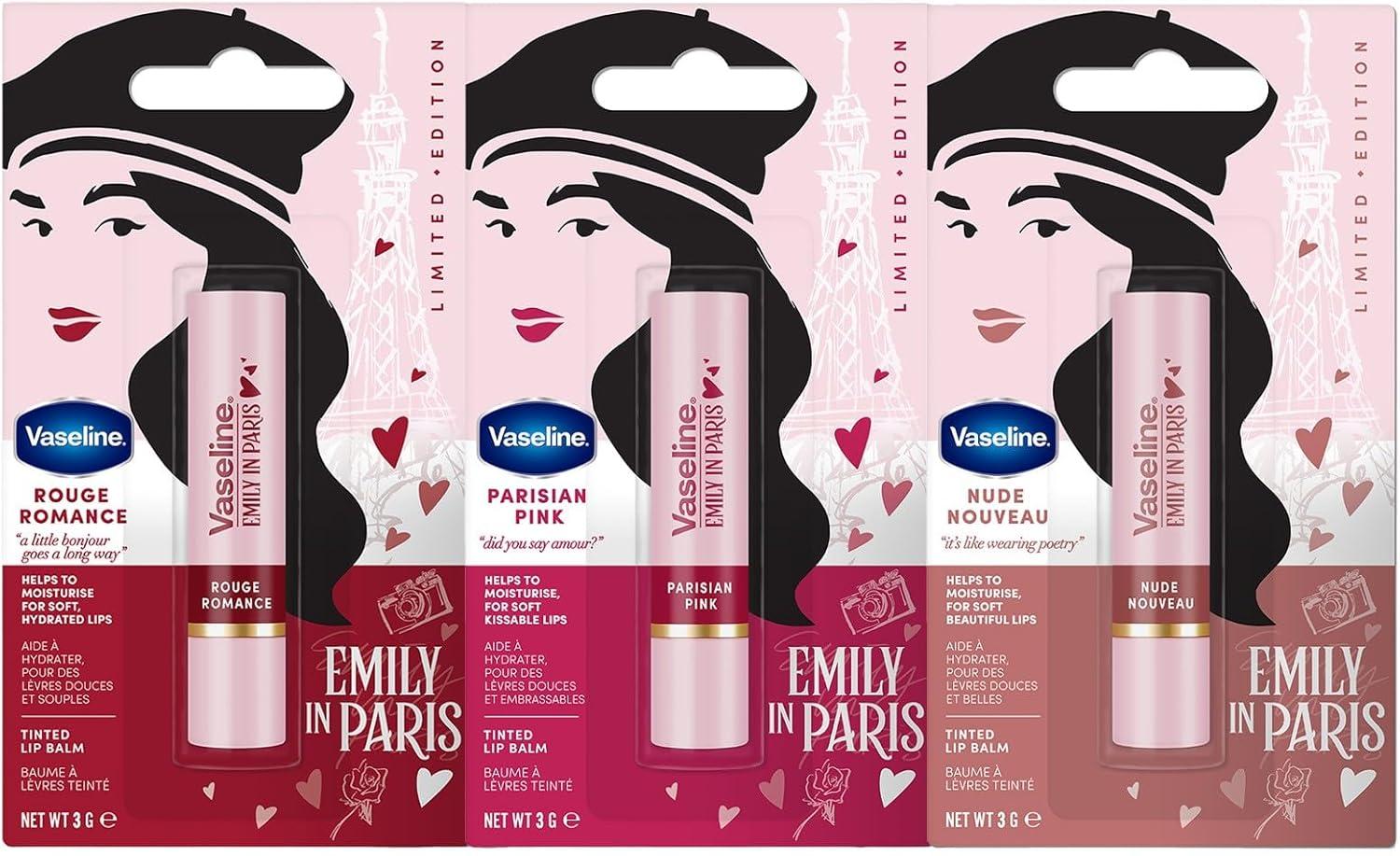 imageVaseline x Emily in Paris Parisian Pink Baume lvres teint Stick dition Limite Lot de 3 Parisian PinkMulticolor