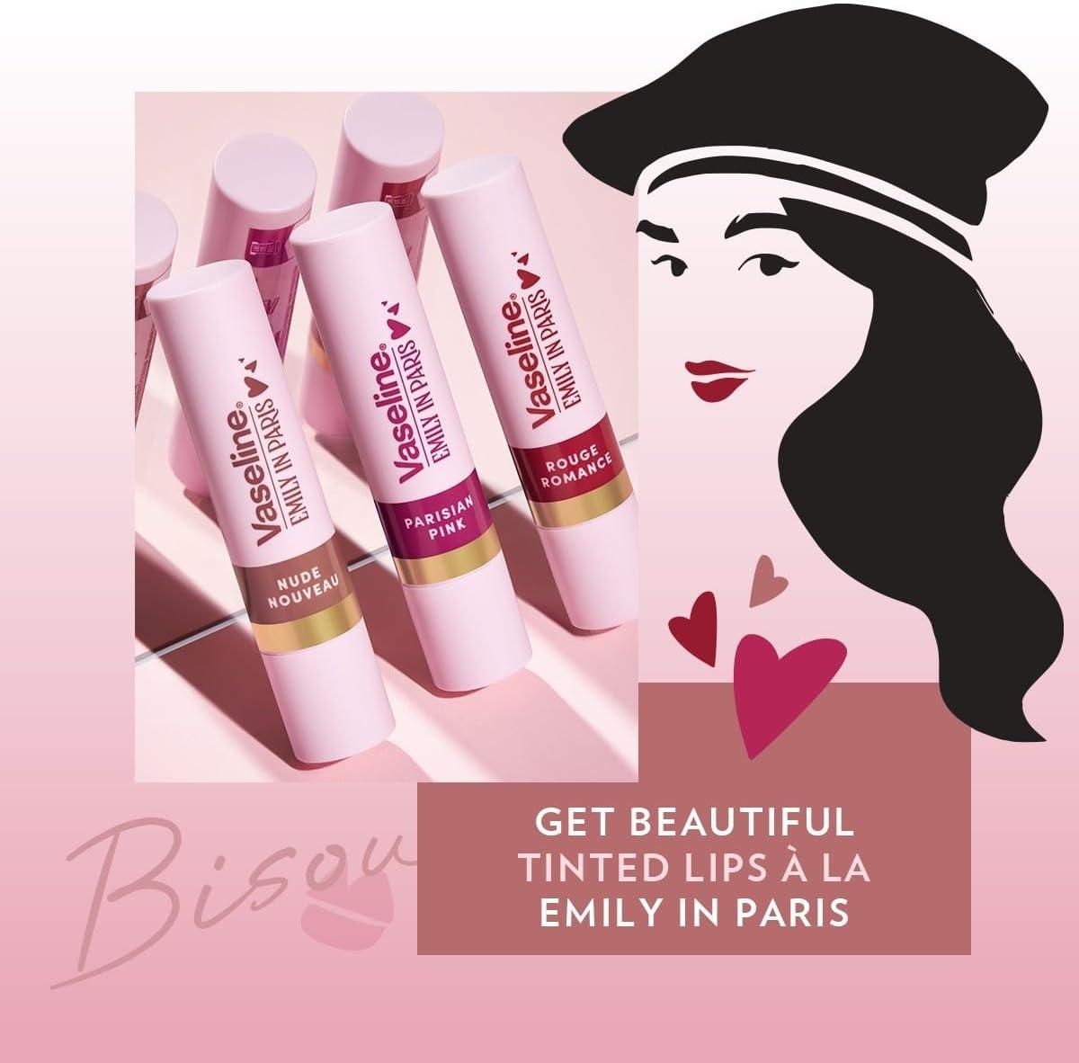 imageVaseline x Emily in Paris Parisian Pink Baume lvres teint Stick dition Limite Lot de 3 Parisian PinkNude