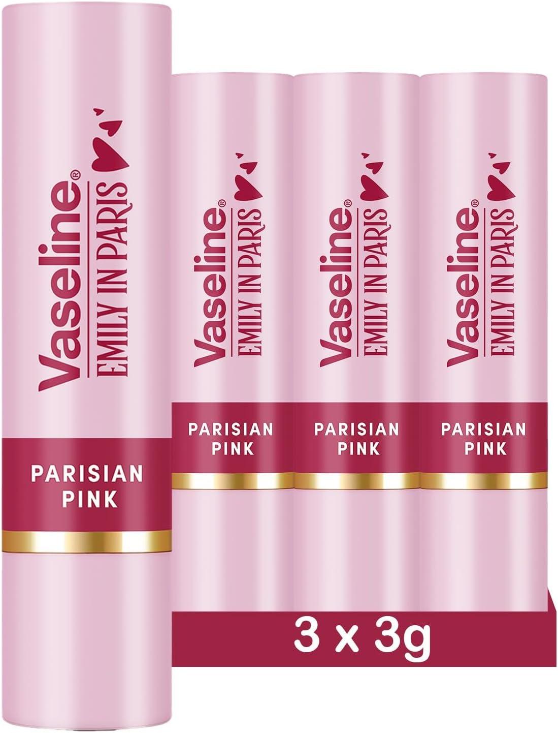 imageVaseline x Emily in Paris Parisian Pink Baume lvres teint Stick dition Limite Lot de 3 Parisian PinkPink