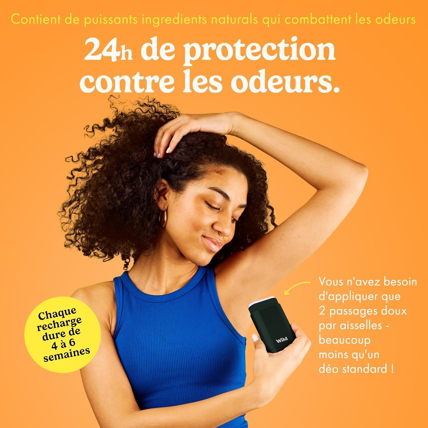 imageWild Dodorant Naturel Rechargeable Sans Aluminium Etui Noir avec Lot Vari de Recharge 3 x 40g Comprend Fresh Cotton ampamp Sea Salt Ocean Mist et Thunderstorm Vgan
