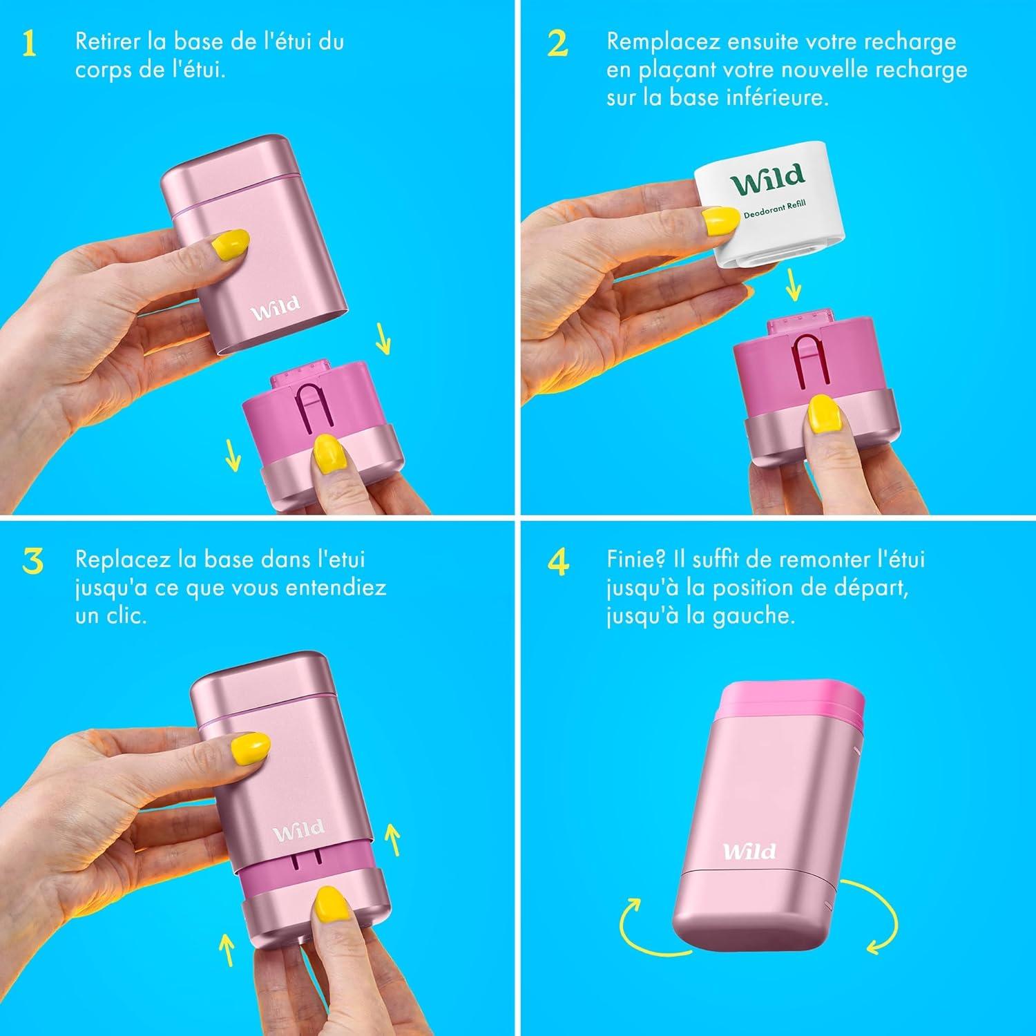 imageWild Dodorant Naturel Rechargeable Trio de recharges Fresh Cotton ampamp Sea Salt Sans Aluminium Vgan ampamp Ecologique Protection longue dure Ingredients Naturels 3 lots de recharges de 40gCoconut Vanilla