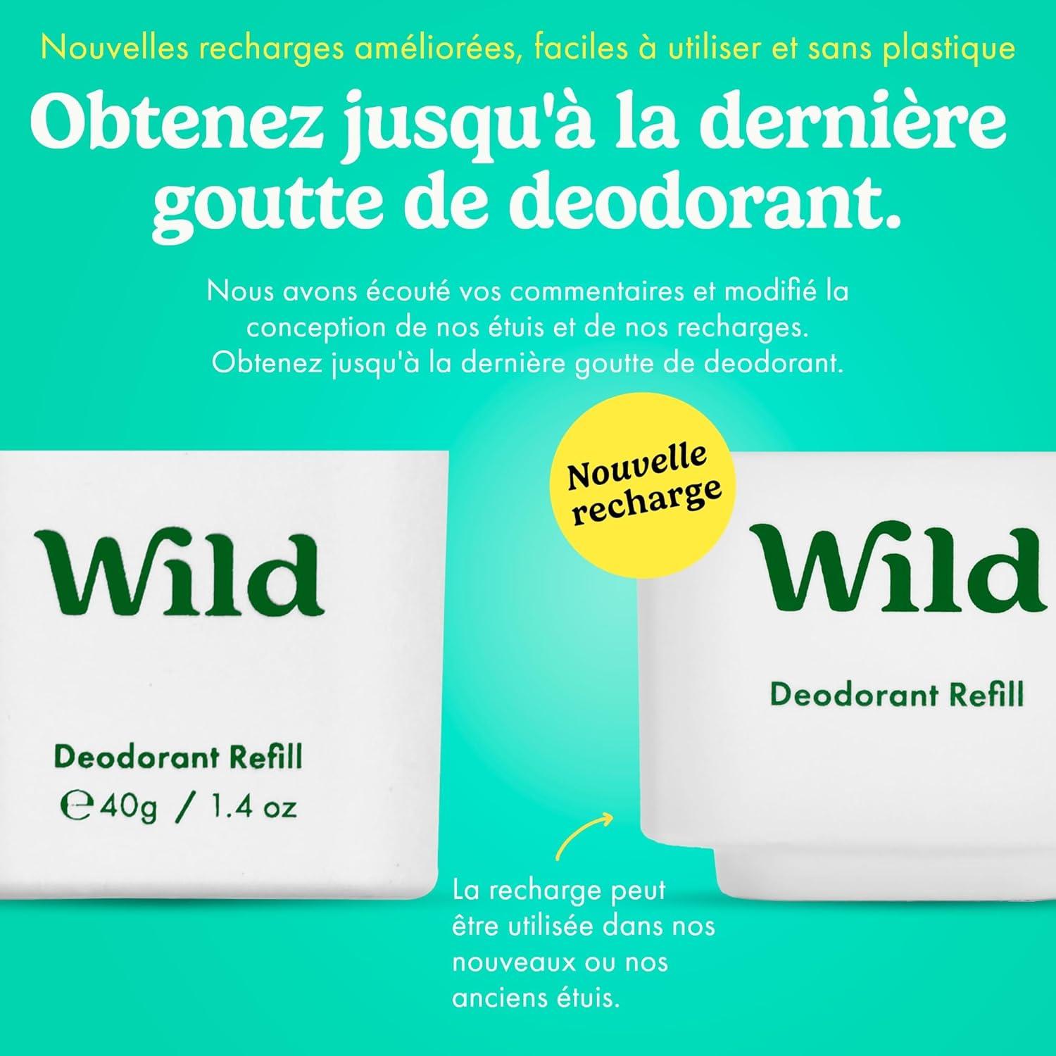 imageWild Dodorant Naturel Rechargeable Trio de recharges Fresh Cotton ampamp Sea Salt Sans Aluminium Vgan ampamp Ecologique Protection longue dure Ingredients Naturels 3 lots de recharges de 40gPropre Lot Vari de Recharge