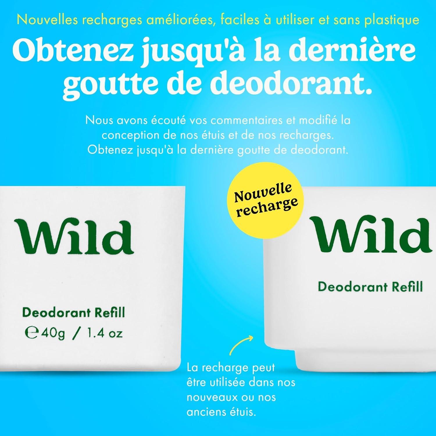 imageWild Dodorant Naturel Rechargeable Trio de recharges Fresh Cotton ampamp Sea Salt Sans Aluminium Vgan ampamp Ecologique Protection longue dure Ingredients Naturels 3 lots de recharges de 40gCoconut Vanilla