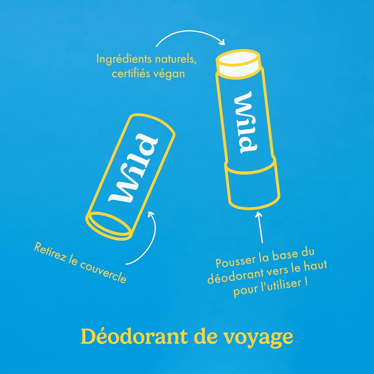 imageWild Lot de 3 minidodorants Sans Aluminium Protection Longue Dure Idal pour les Vacances et Les Voyages Sans Plastique Vgan et cologique Format Dessai