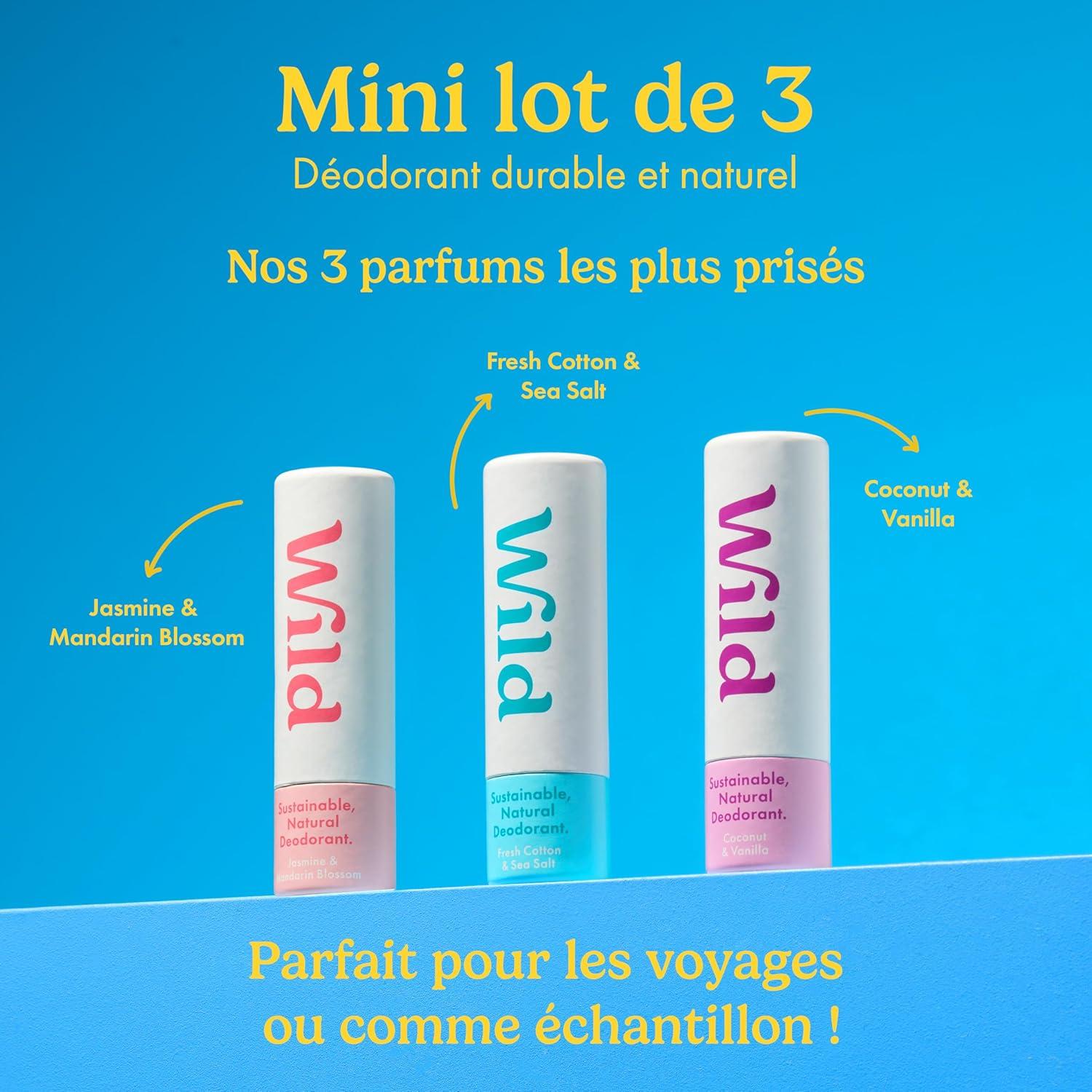 imageWild Lot de 3 minidodorants Sans Aluminium Protection Longue Dure Idal pour les Vacances et Les Voyages Sans Plastique Vgan et cologique Format Dessai
