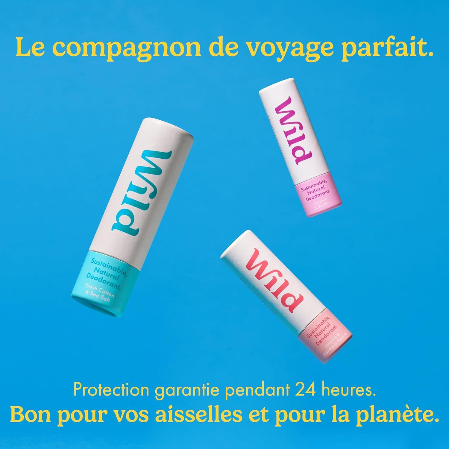 imageWild Lot de 3 minidodorants Sans Aluminium Protection Longue Dure Idal pour les Vacances et Les Voyages Sans Plastique Vgan et cologique Format Dessai