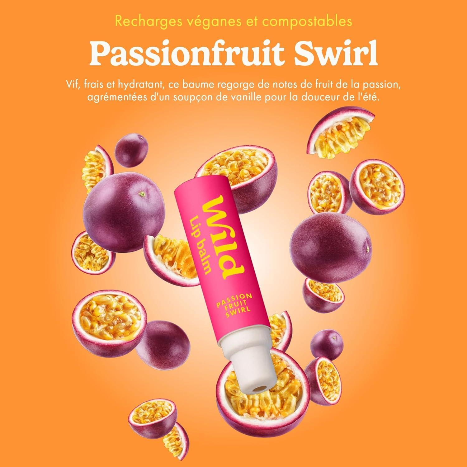 imageWild Baume Lvres Naturel Rechargeable Lot de 3 Recharges de Baume Lvres aux Parfums Diffrents Passionfruit Swirl Original et Coconut ampamp Vanilla Sans Cire DAbeilleLot catgorie Fruit
