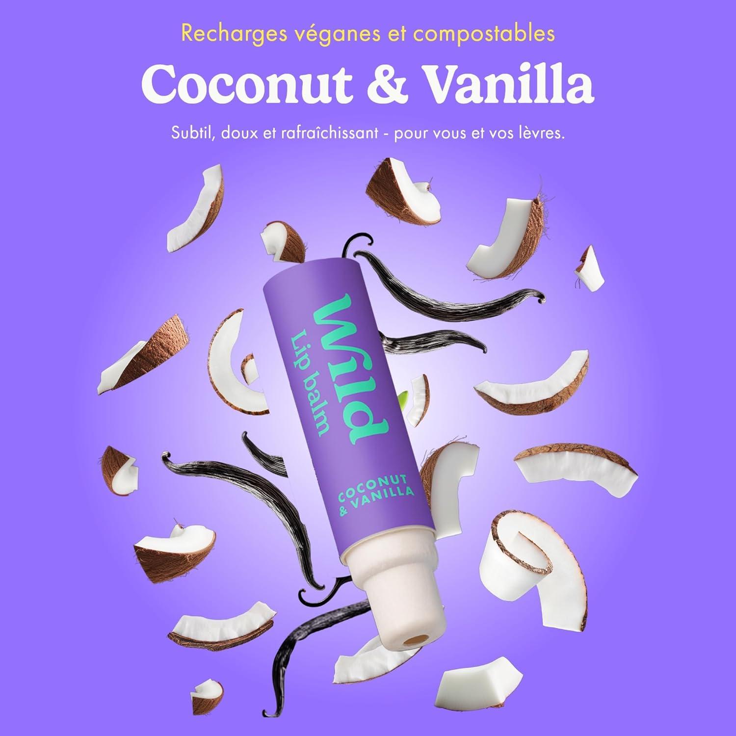 imageWild Baume Lvres Naturel Rechargeable Lot de 3 Recharges de Baume Lvres aux Parfums Diffrents Passionfruit Swirl Original et Coconut ampamp Vanilla Sans Cire DAbeilleLot catgorie Classique