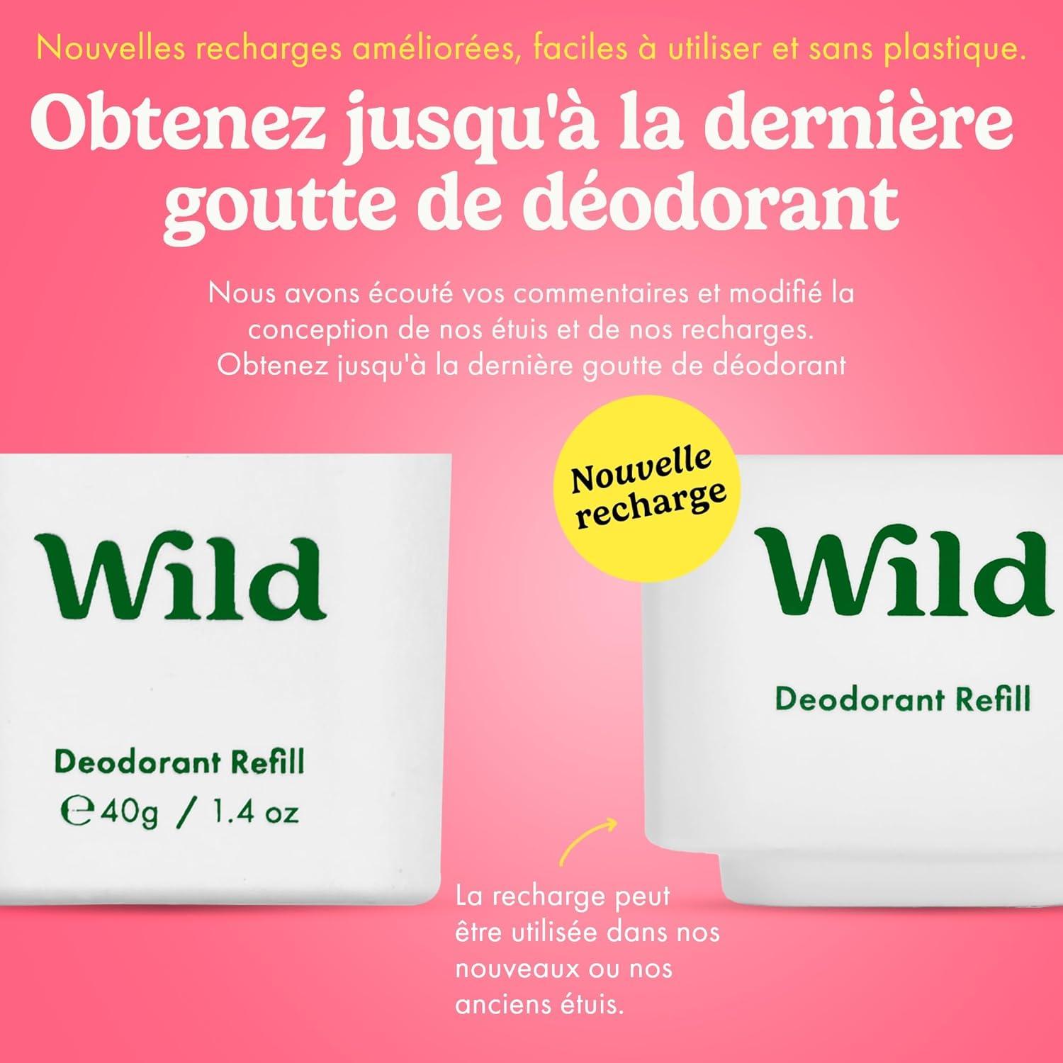 imageWild Kit de Dmarrage Dodorant Rechargeable Naturel avec tui Aqua et Recharge Parfume Pink Grapefruit ampamp Lime 40g Sans Aluminium Protection Longue Dure VganLemon Basil Blood Orange