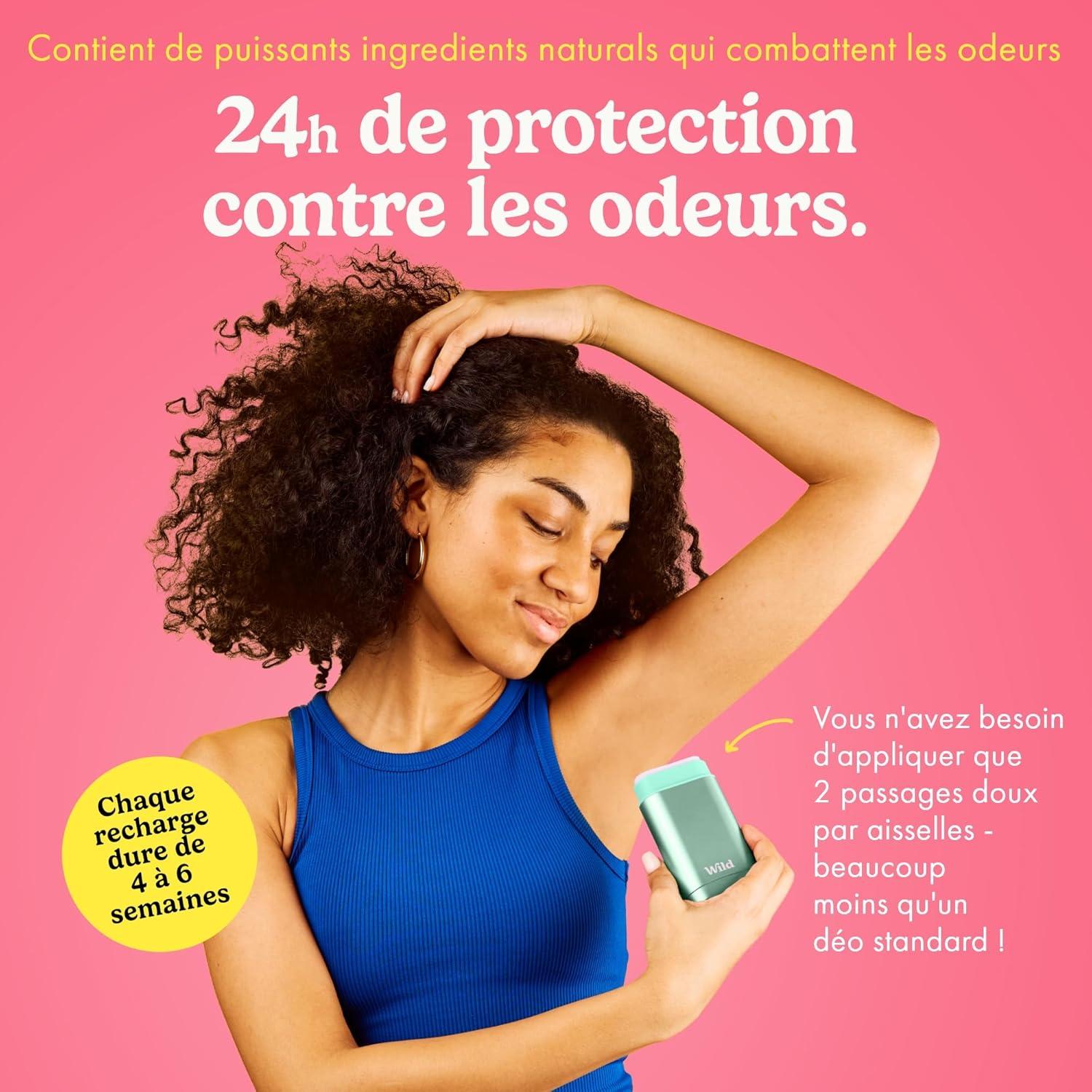imageWild Kit de Dmarrage Dodorant Rechargeable Naturel avec tui Aqua et Recharge Parfume Pink Grapefruit ampamp Lime 40g Sans Aluminium Protection Longue Dure VganLemon Basil Blood Orange