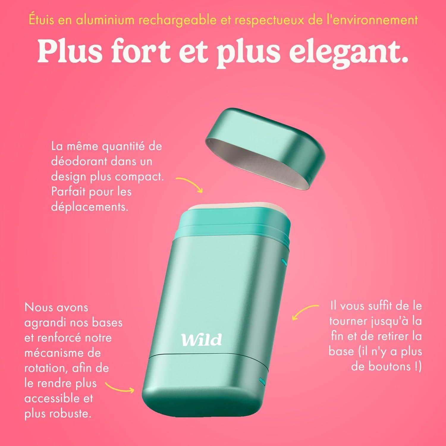 imageWild Kit de Dmarrage Dodorant Rechargeable Naturel avec tui Aqua et Recharge Parfume Pink Grapefruit ampamp Lime 40g Sans Aluminium Protection Longue Dure VganFrache Lot Vari de Recharge