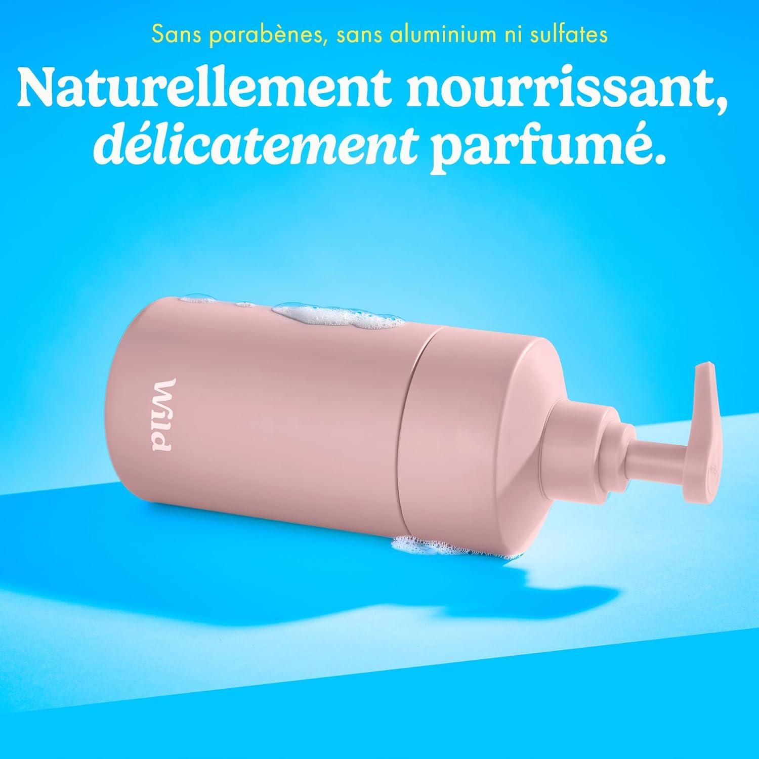 imageWild Lot de Gels Douche Naturels Rechargeables Comprend un tui en Aluminium Rose et Lot de 3 Recharges de Gel Douche aux Parfums Diffrents Honey ampamp Almond Amber ampamp Oud et Santorini Sunset