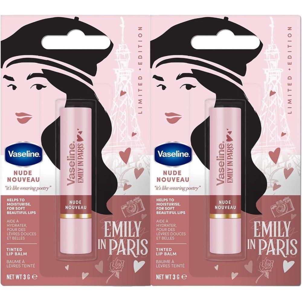 imageVaseline x Emily in Paris Parisian Pink Baume lvres teint Stick dition Limite Lot de 3 Parisian PinkNude