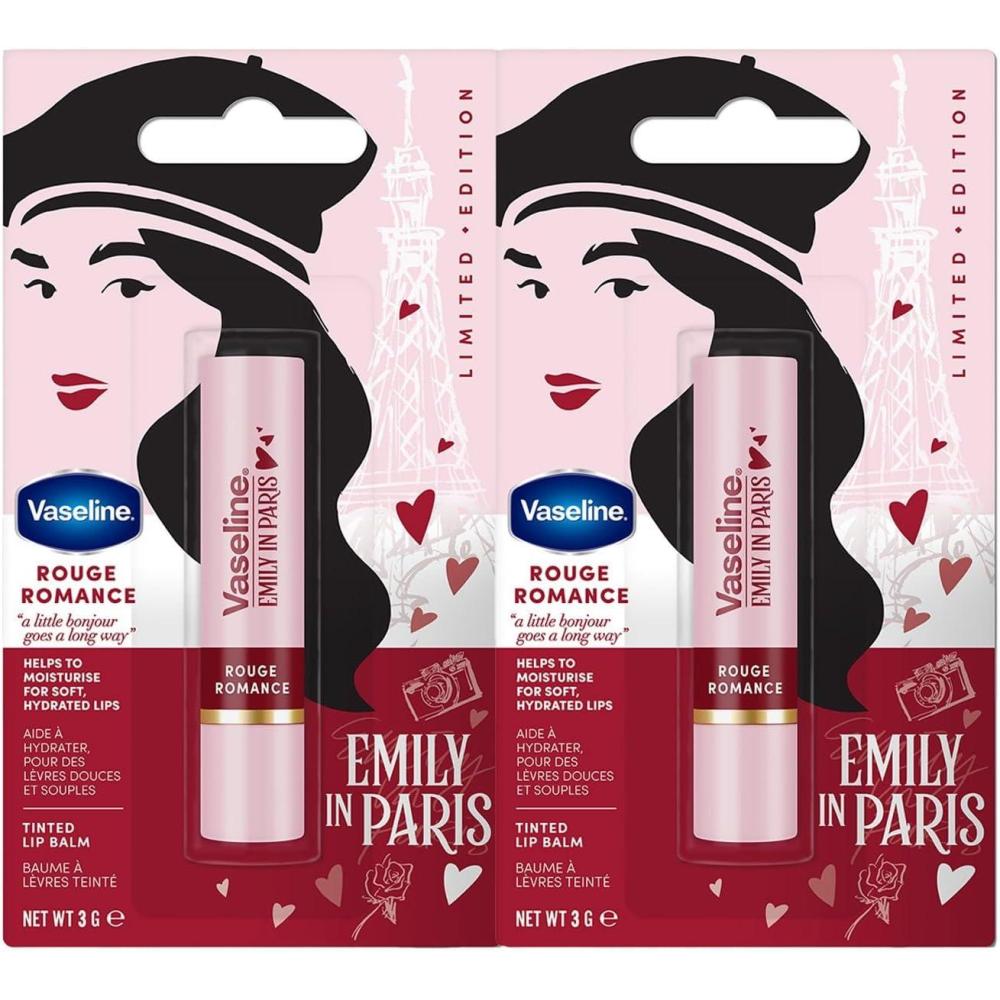 imageVaseline x Emily in Paris Parisian Pink Baume lvres teint Stick dition Limite Lot de 3 Parisian PinkRouge
