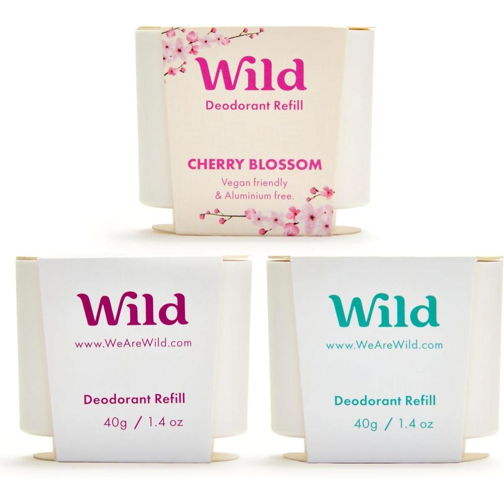 imageWild Dodorant Naturel Rechargeable Trio de recharges Fresh Cotton ampamp Sea Salt Sans Aluminium Vgan ampamp Ecologique Protection longue dure Ingredients Naturels 3 lots de recharges de 40gFrache Lot Vari de Recharge