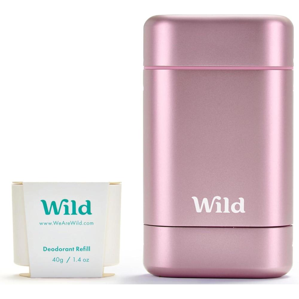 imageWild Kit Dodorant Naturel Rechargeable avec tui Rose et Recharge Parfume Fresh Cotton ampamp Sea Salt 40g Sans Aluminium Protection Durable Vgan