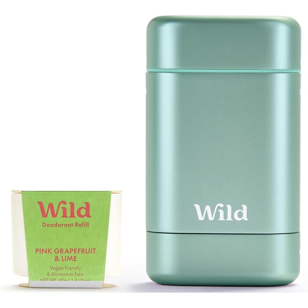imageWild Kit de Dmarrage Dodorant Rechargeable Naturel avec tui Aqua et Recharge Parfume Pink Grapefruit ampamp Lime 40g Sans Aluminium Protection Longue Dure VganPink Grapefruit Lime