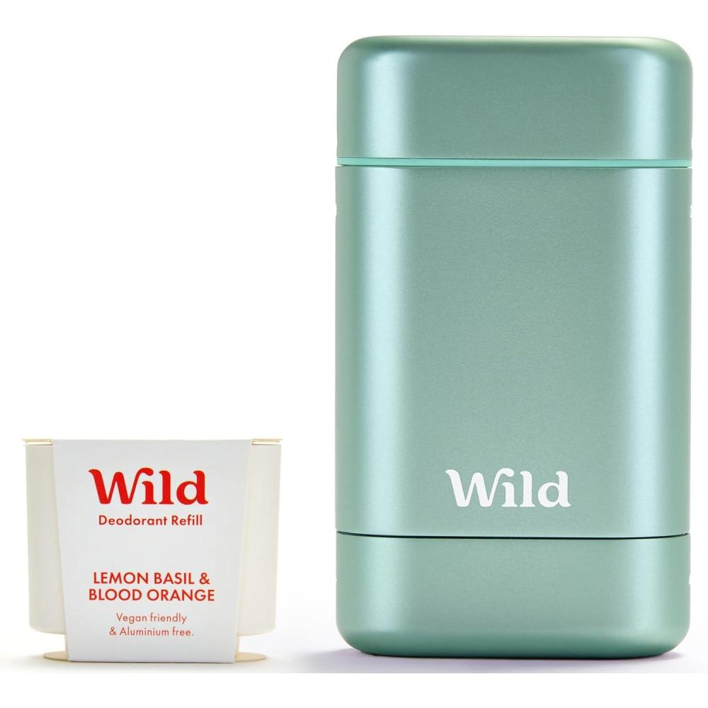 imageWild Kit de Dmarrage Dodorant Rechargeable Naturel avec tui Aqua et Recharge Parfume Pink Grapefruit ampamp Lime 40g Sans Aluminium Protection Longue Dure VganLemon Basil Blood Orange