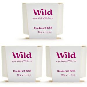 Wild – Déodorant Naturel Rechargeable – Trio de recharges Fresh Cotton & Sea Salt – Sans Aluminium – Végan & Ecologique – Protection longue durée – Ingredients Naturels – 3 lots de recharges de 40g(Coconut & Vanilla)