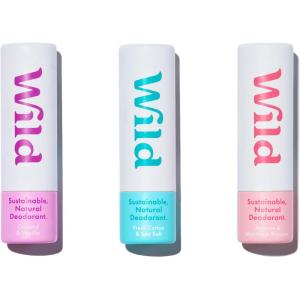 Wild – Lot de 3 mini-déodorants – Sans Aluminium – Protection Longue Durée – Idéal pour les Vacances et Les Voyages – Sans Plastique – Végan et écologique – Format D&rsquo;essai